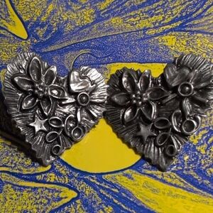 Floral Heart Silver Earrings